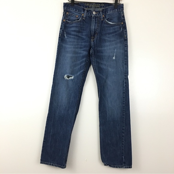 American Eagle Original Straight Medium Wash Distressed Jeans Men’s 28 - Picture 2 of 12